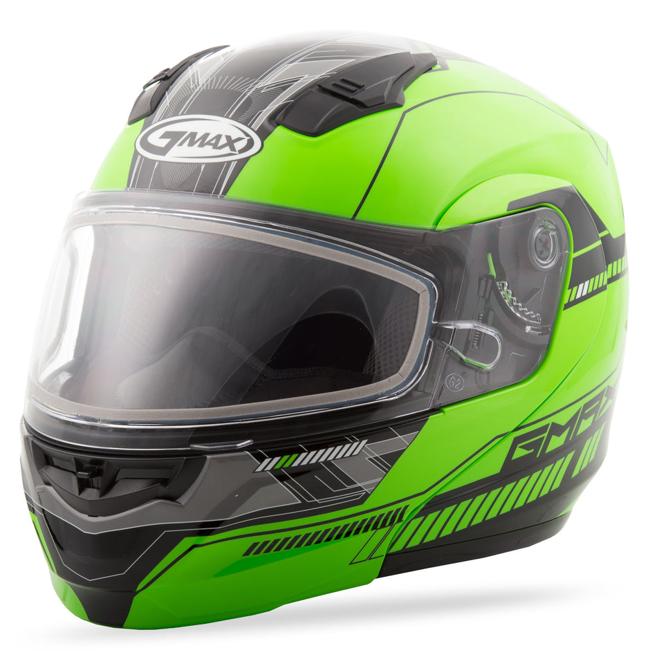 GMAX Md-04s Modular Quadrant Snow Helmet Hi-Vis Green/Black Xl G2041677 TC-23