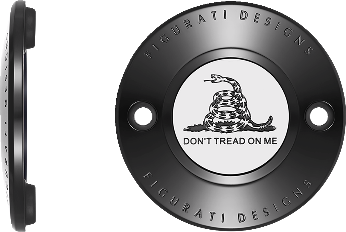 FIGURATI DESIGNS Timing Cover - 2 Hole - Don't Tread on Me - Black FD40-TC-2H-BLK