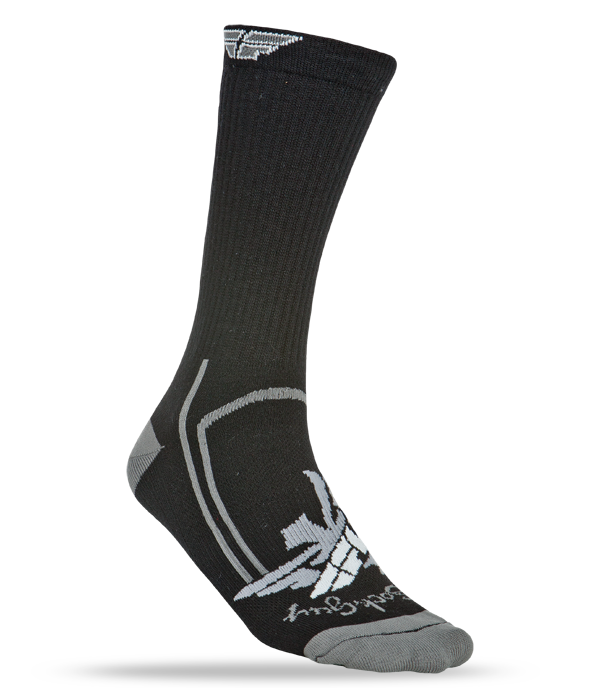 FLY RACING Crew Sock Black/Grey S-M 6" CUFF BLK/WHT S/M