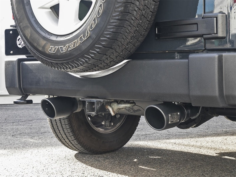 aFe Rebel Series 2.5in 409 SS Cat-Back Exhaust w/ Black Tips 2007+ Jeep Wrangler (JK) V6 3.6L/3.8L 49-48062-B