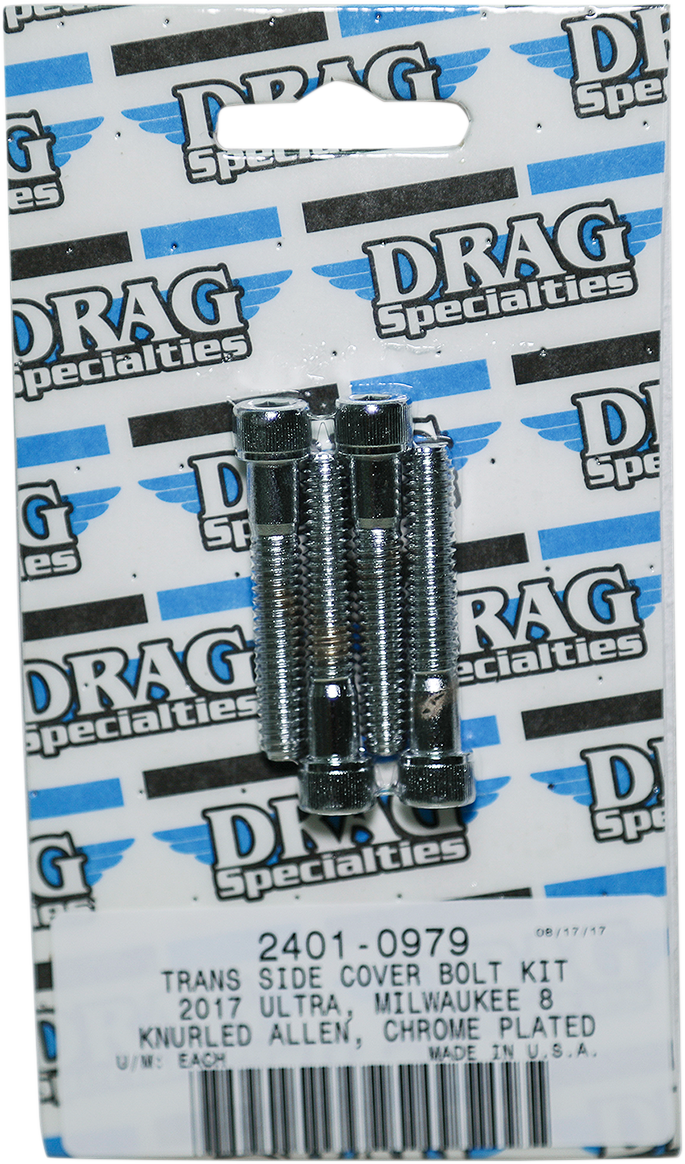 DRAG SPECIALTIES Rändelschraubensatz für die Getriebeseite – Chrom – M8 MK782