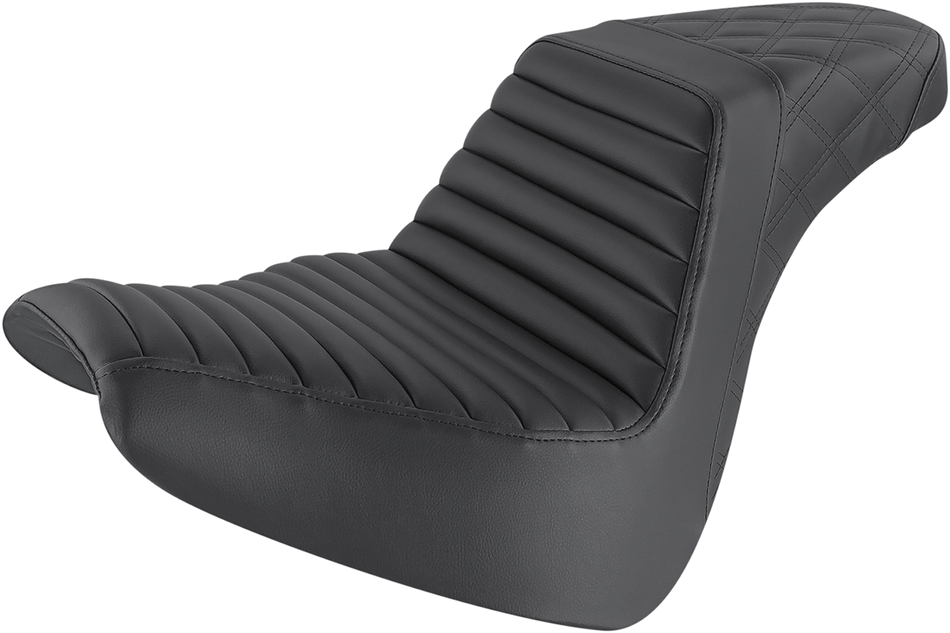 SADDLEMEN Step-Up Seat - Front Tuck-n-Roll/Rear Lattice Stitch - Black 818-31-176