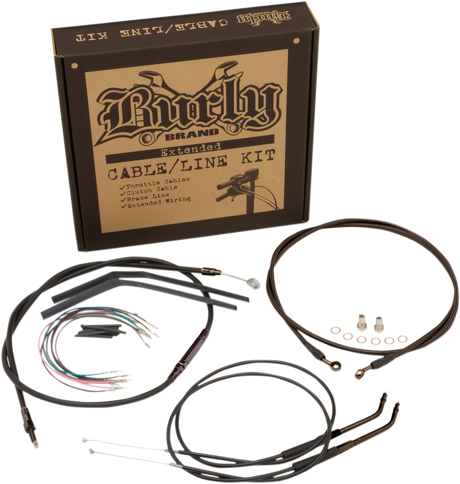 BURLY BRAND Cable Kit - Jail Bar - 12" Handlebars - Black Vinyl B30-1140