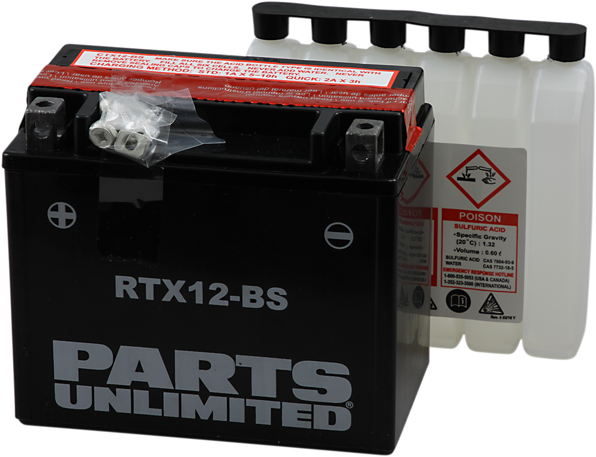 Parts Unlimited Agm Battery - Rtx12-Bs .60 L Ctx12-Bs