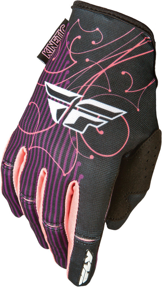 FLY RACING Kinetic Ladies Gloves Black/Purple/Pink Ym 368-61003