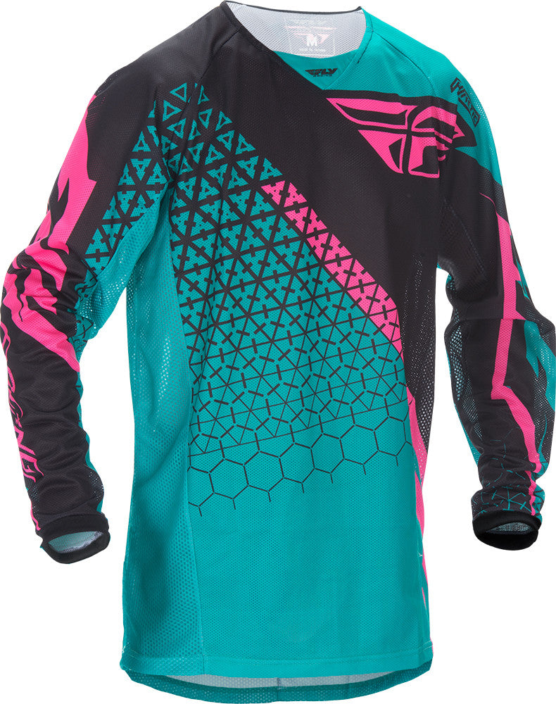 FLY RACING Kinetic Trifecta Mesh Jersey Teal/Pink/Black Yx 370-325YX