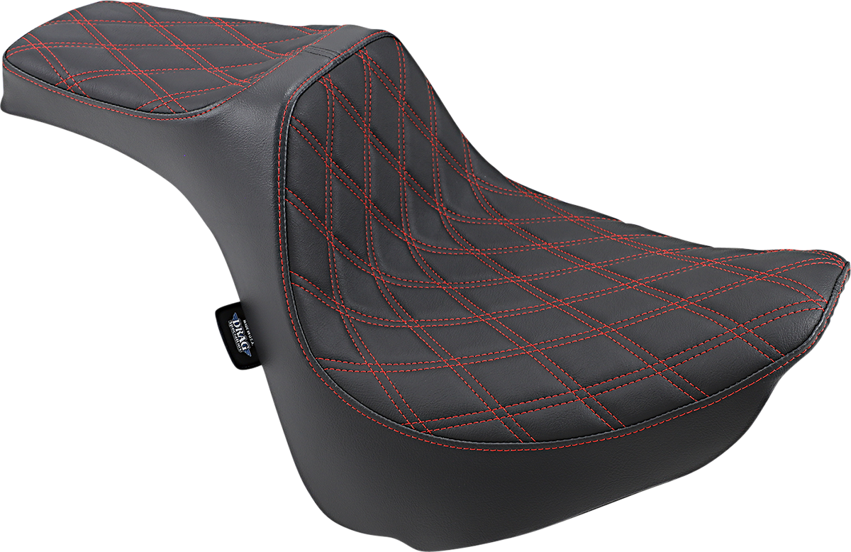 DRAG SPECIALTIES Predator III Seat - Double Diamond - Red Stitched - FXFB/S '18-'22 FIT FLSTN W/O LUGG RACK 0802-1074