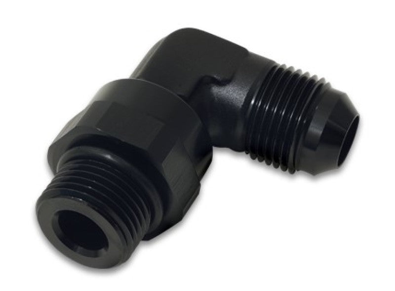 Vibrant -12AN Male Flare to Male -12AN ORB Swivel 90 Degree Adapter Fitting - Anodized Black 16970