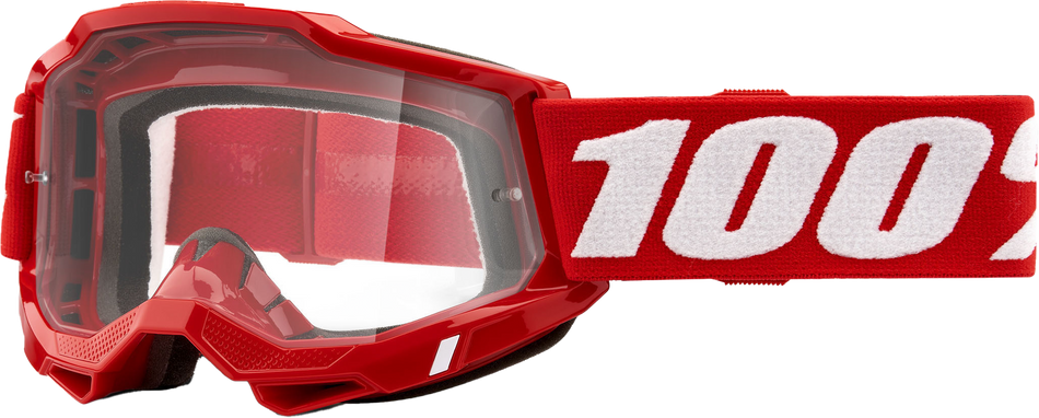 100% Accuri 2 Goggle Neon Red Clear Lens 50013-00005