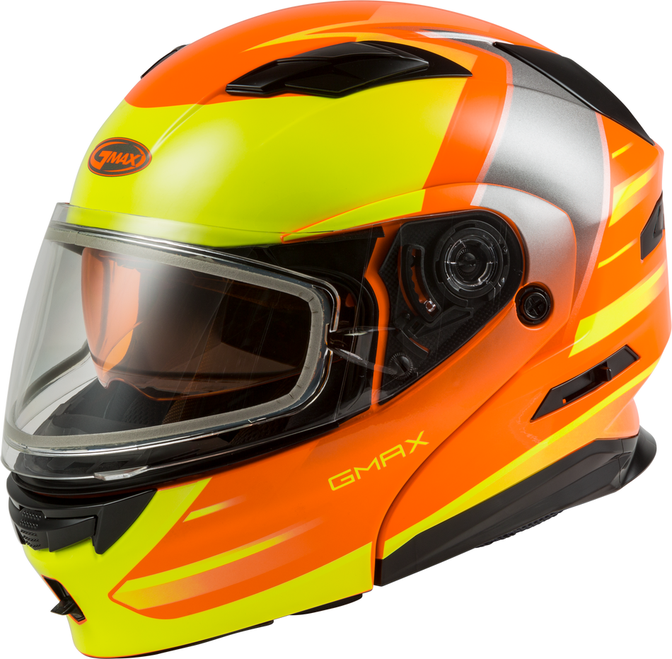 GMAX Md-01s Modular Snow Helmet Descendant Neon Org/Hi-Vis Lg M2013666-ECE