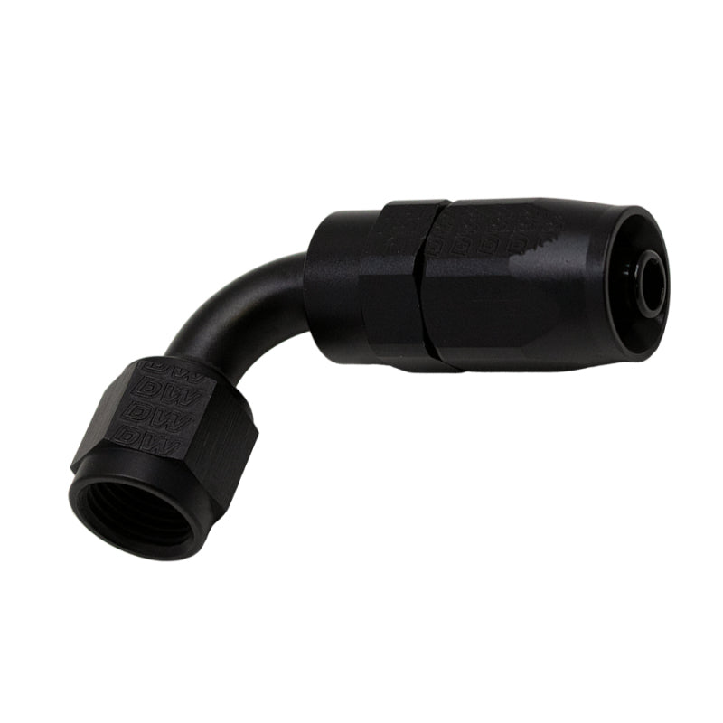 DeatschWerks 6AN Female Swivel 90-Degree Hose End CPE - Anodized Matte Black 6-02-0803-B