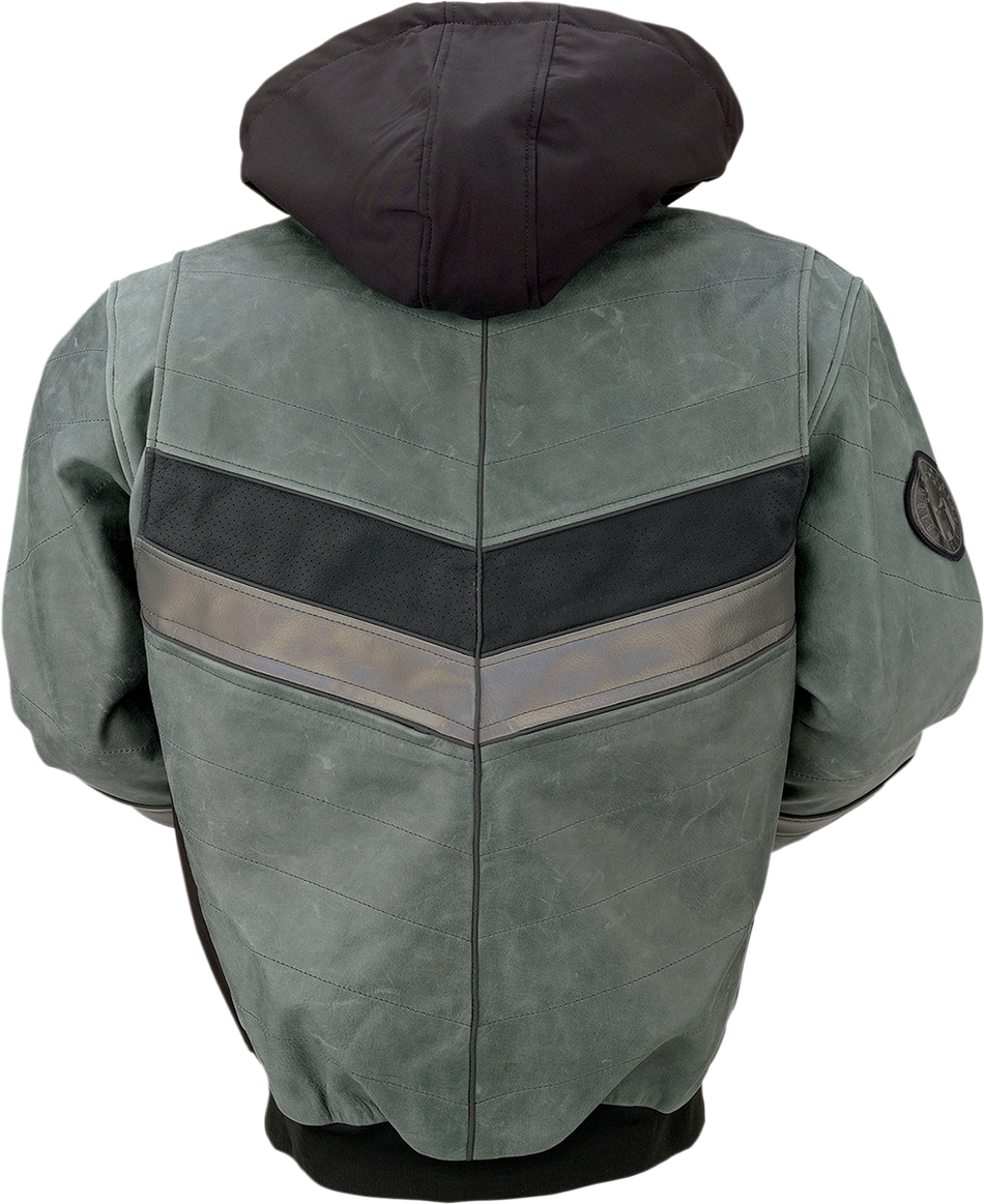 Z1R Thrasher Leather Jacket - Green/Gray - Large 2810-3814