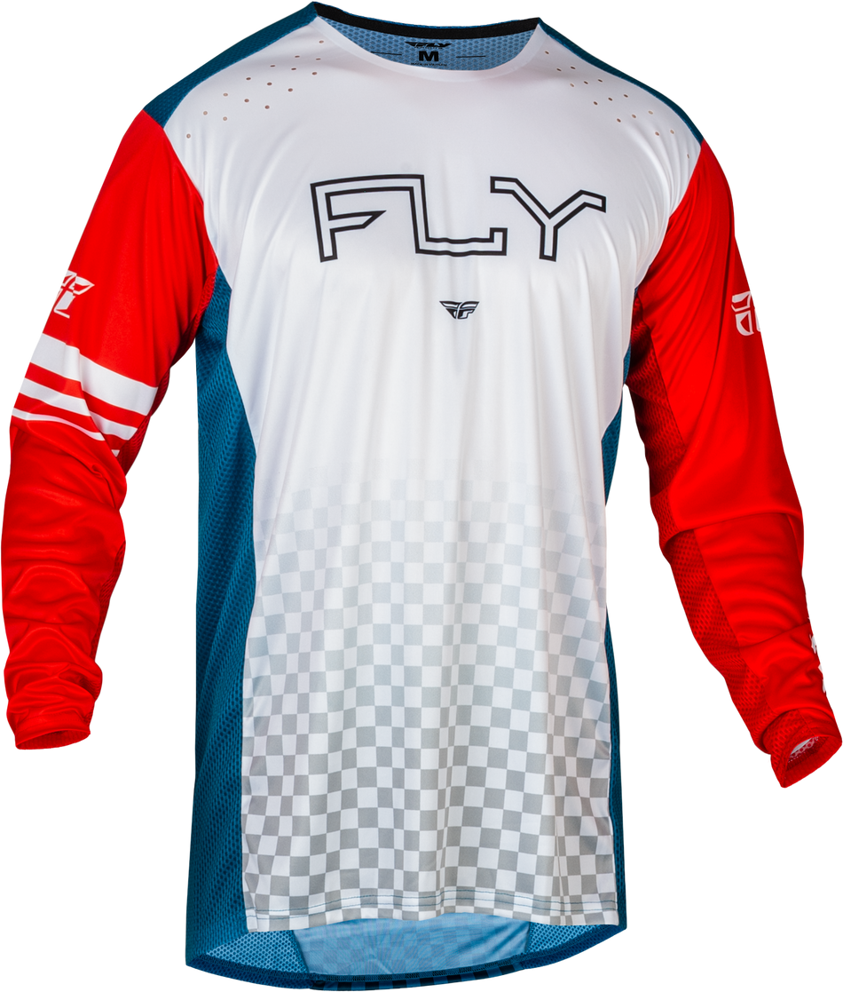 FLY RACING Rayce Bicycle Jersey Red/White/Blue Lg 377-054L