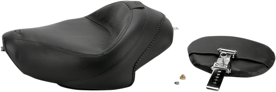 MUSTANG Wide Solo Seat - With Backrest - Vintage - Black - Smooth - XL '04-'21 79429