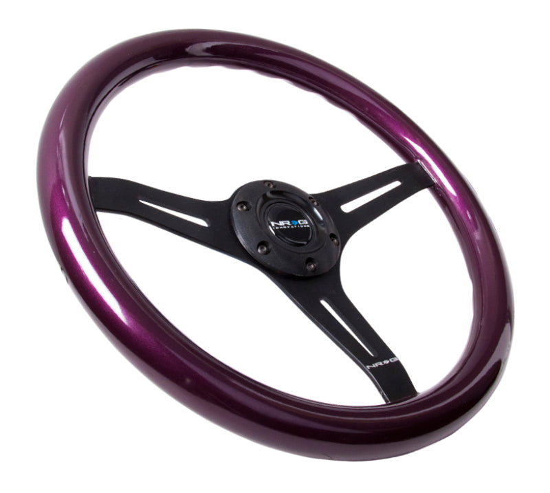 NRG Classic Wood Grain Steering Wheel (350mm) Purple Pearl/Flake Paint w/Black 3-Spoke Center ST-015BK-PP