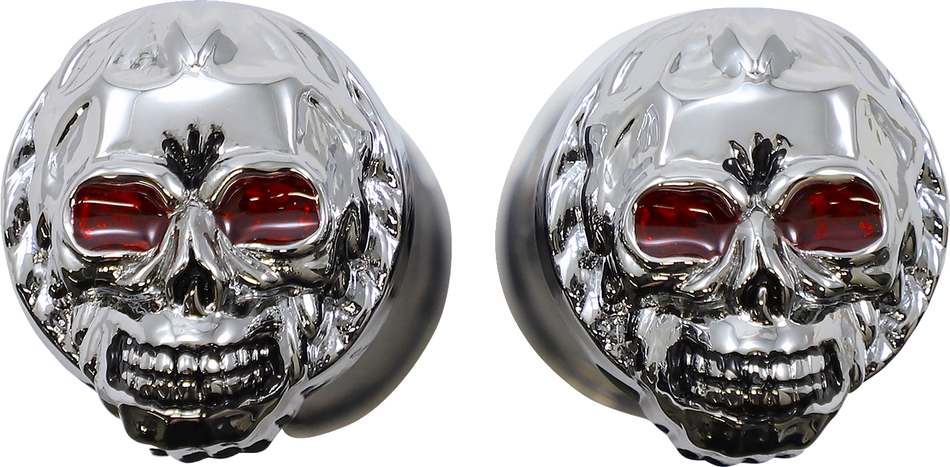 DRAG SPECIALTIES Grips - Skull Grips - Red Eyes - Chrome 17-0505CDTS