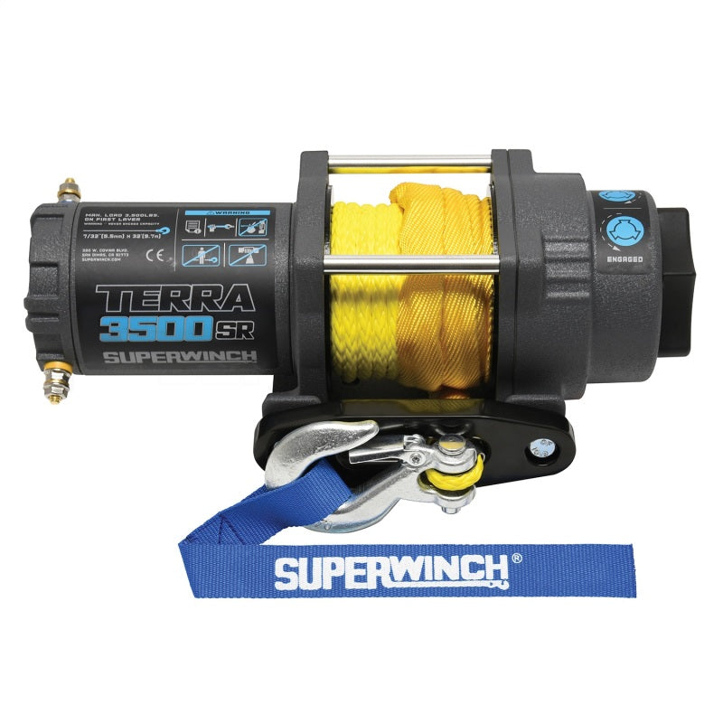 Superwinch 3500 LBS 12V DC 7/32in x 32ft Synthetic Rope Terra 3500SR Winch - Gray Wrinkle 1135270