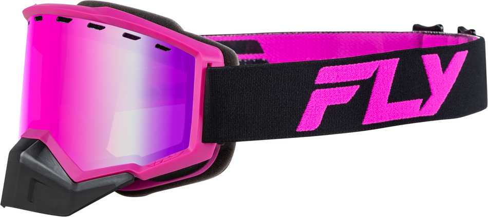 FLY RACING Focus Snow Goggle Black/Pink W/ Pink Mirror/Rose Lens FLB-24F9