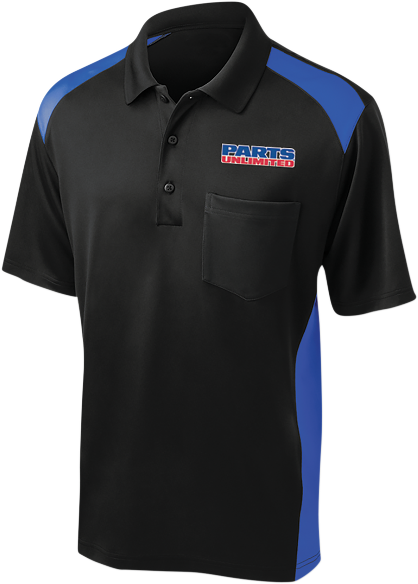 THROTTLE THREADS Parts Unlimited Polo Shirt - Black/Blue - 4XL PSU36CS416BRB4X