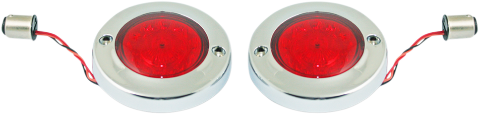 CUSTOM DYNAMICS LED Flat Turn Signals - 1156 - Chrome - Red Lens PB-FB-R-1156CR