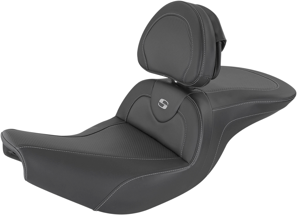 SADDLEMEN Heated Roadsofa Seat - Carbon Fiber - Includes Backrest - Black - Indian I14-07-185BRHCT