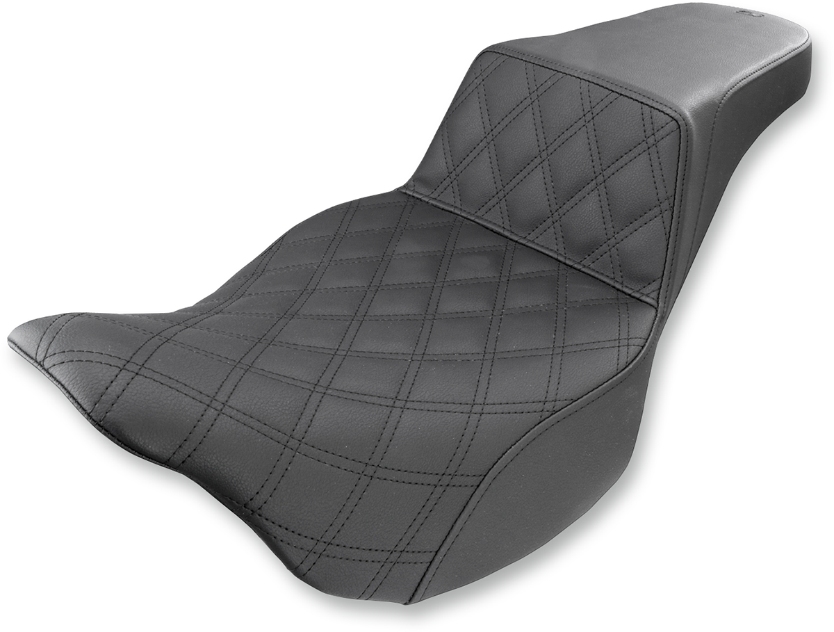 SADDLEMEN Step-Up Seat - Front Lattice Stitch - Black - FL '08-'23 808-07B-172