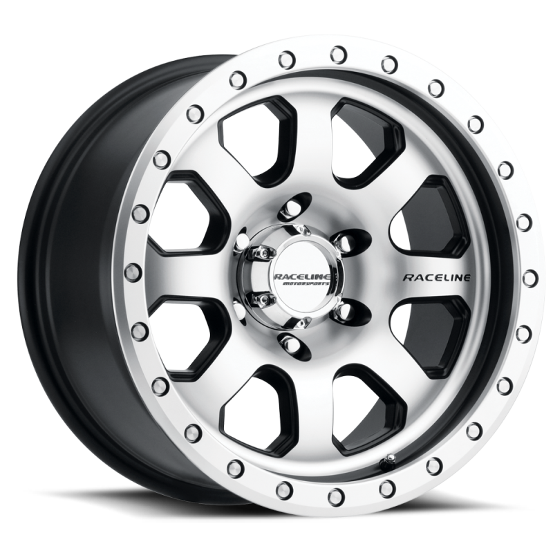 Raceline 929M Avenger 17x9in / 5x127 BP / -12mm Offset / 83.82mm Bore - Black & Machined Wheel 929M-79050-12