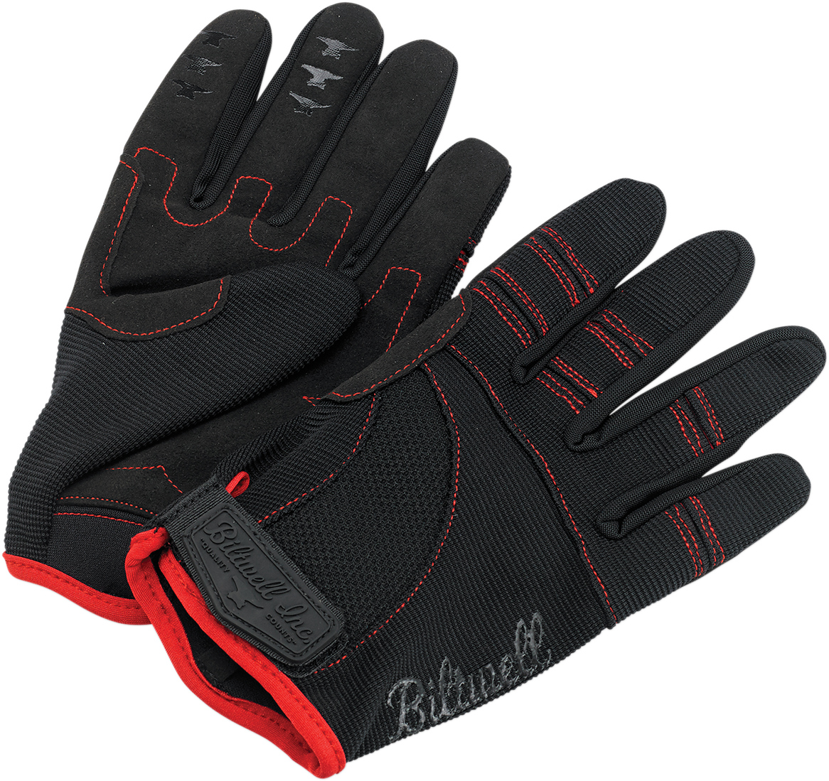 BILTWELL Motorradhandschuhe, Schwarz/Rot, Größe S, 1501-0108-002 