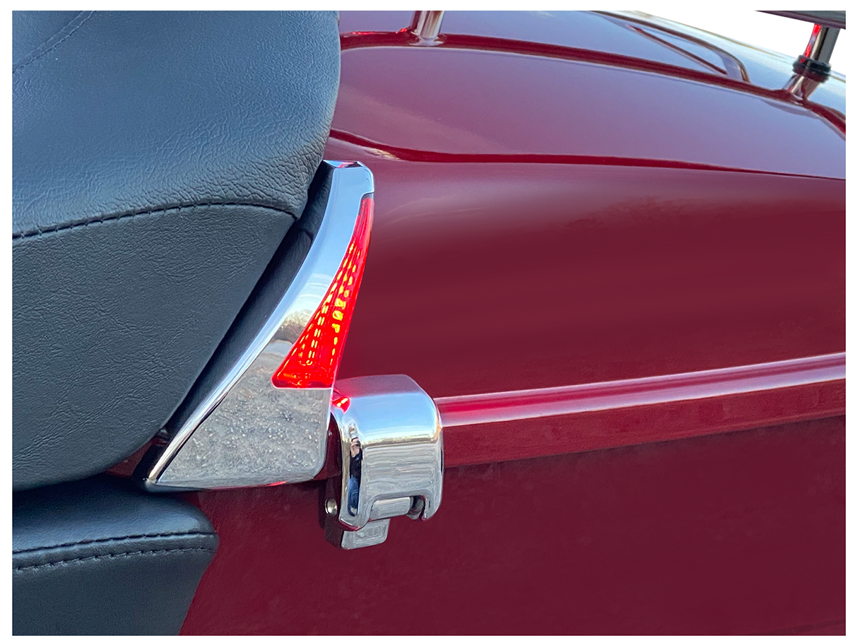 CUSTOM DYNAMICS Sequential Tour Pak Seat Back Rest LED Lights - Chrome/Red - FLH CD-TPBR-14-RC