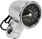 BARON 3" Bullet Electronic Tachometer Fits 1-1/2" Bar - Chrome - Black Face - 3.5" L x 2.875" D BA-7577U