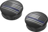 FIGURATI DESIGNS Swing Arm Covers - Blue Line American Flag - Custom - Black - Reversed FD71-AFBL-BLK