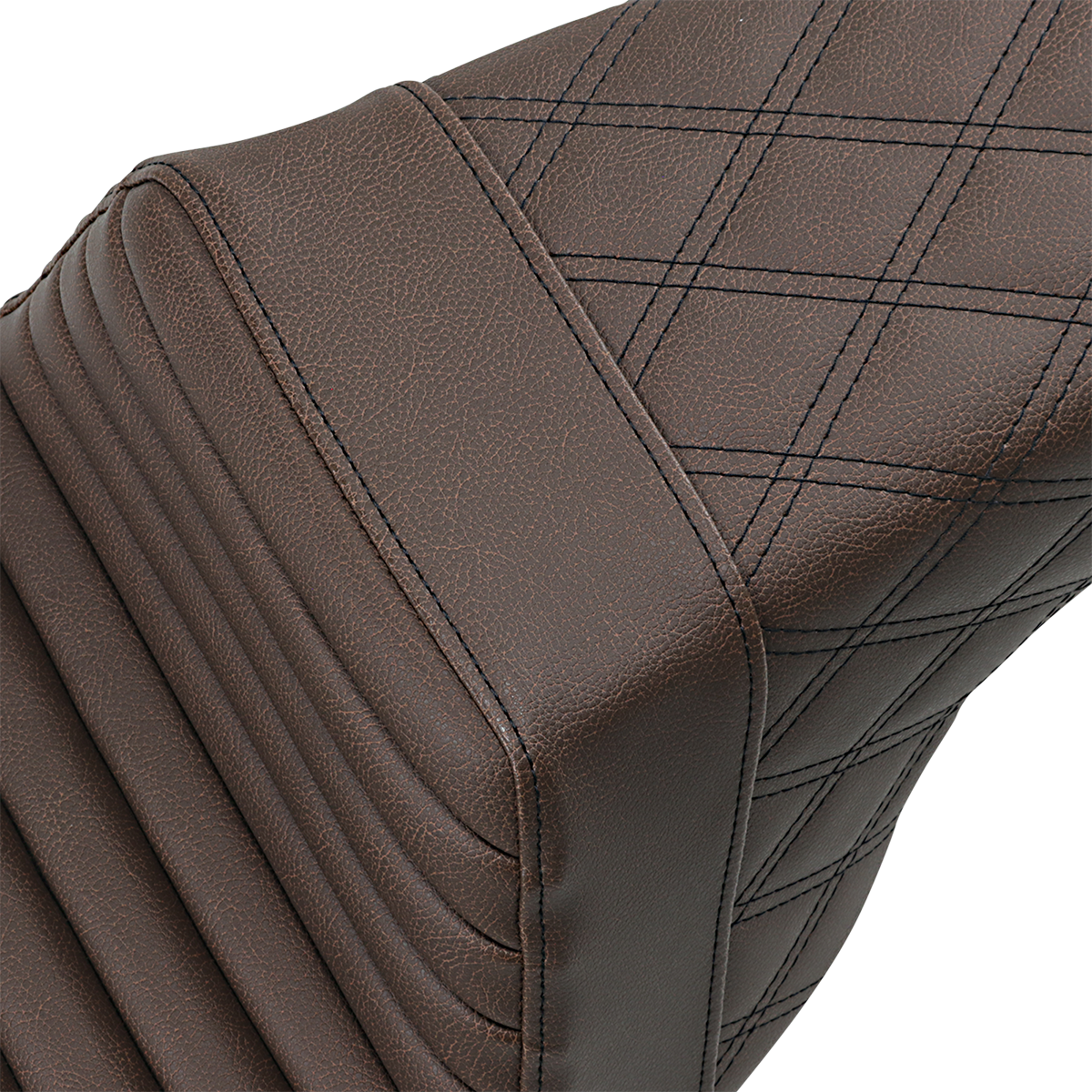 SADDLEMEN Step-Up Seat - Front Tuck-n-Roll/Rear Lattice Stitch - Brown 897-06-176BR