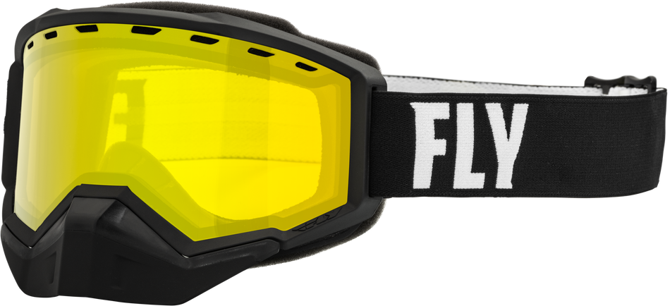 FLY RACING Focus Snow Goggle Black/White W/ Yellow Lens 37-50080