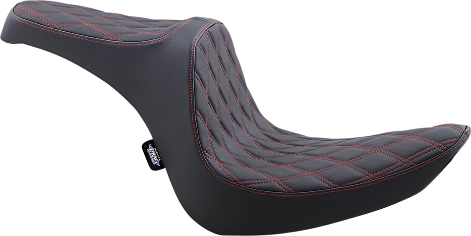 DRAG SPECIALTIES Predator III Seat - Double Diamond - Black w /Red Stitching - Softail '06-'17 8021440