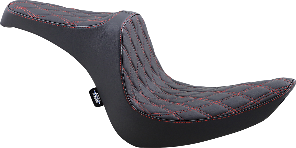 DRAG SPECIALTIES Predator III Seat - Double Diamond - Black w /Red Stitching - Softail '06-'17 8021440