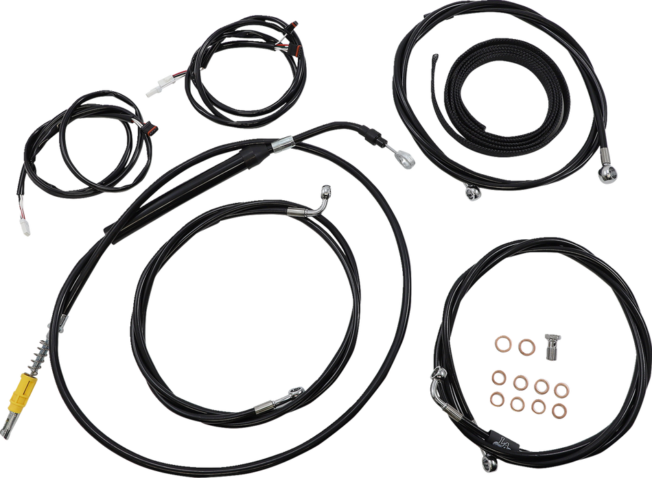 LA CHOPPERS Cable Kit - 18" - 20" Ape Hanger Handlebars - ABS - Black LA-8056KT3-19B