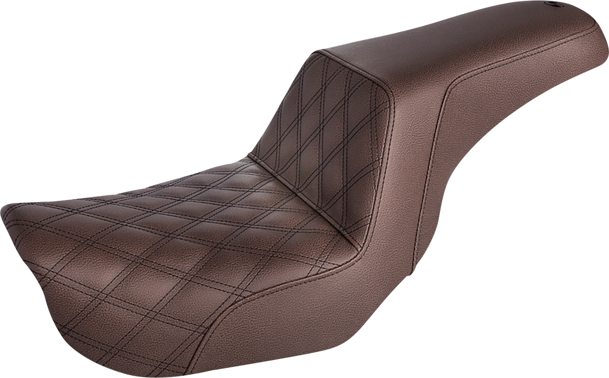 SADDLEMEN Step-Up Seat - Front Lattice Stitch - Brown - FXD 806-04-172BR