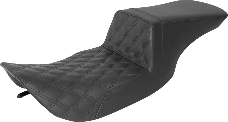 SADDLEMEN Step-Up Seat - Front Lattice Stitch - Black - FLH 897-06-192