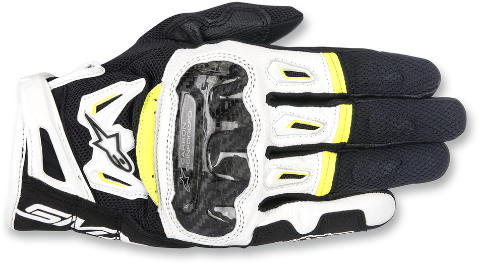ALPINESTARS SMX-2 Air Carbon V2 Gloves - Black/White/Fluo Yellow - Small 3567717-125-S