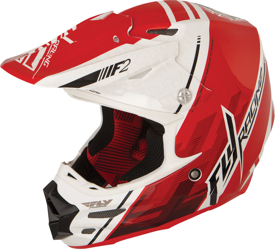 FLY RACING F2 Carbon Canard Helmet White/Red/Black 2x 73-40922X