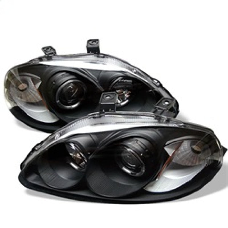 Spyder Honda Civic 96-98 Projector Headlights LED Halo Amber Reflctr Blk PRO-YD-HC96-AM-BK 5010902