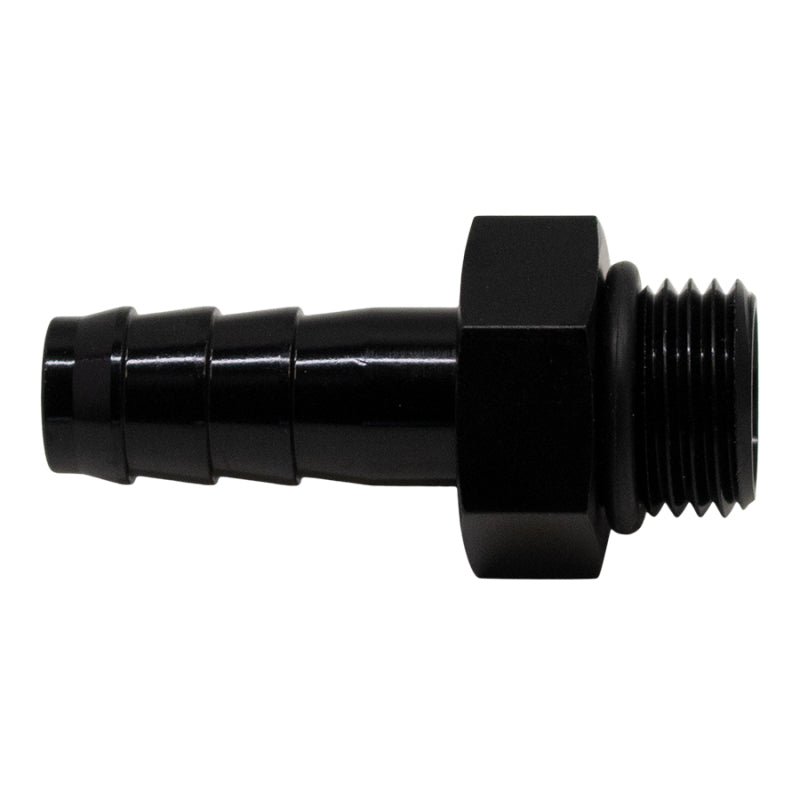 DeatschWerks 6AN ORB Male to 3/8in Male Triple Barb Fitting (Incl O-Ring) - Anodized Matte Black 6-02-0501-B