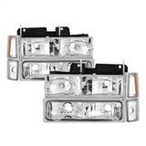 Xtune Chevy Suburban 94-98 Headlights w/ Corner & Parking Lights 8pcs Chrome HD-JH-CCK88-AM-C-SET 5069535