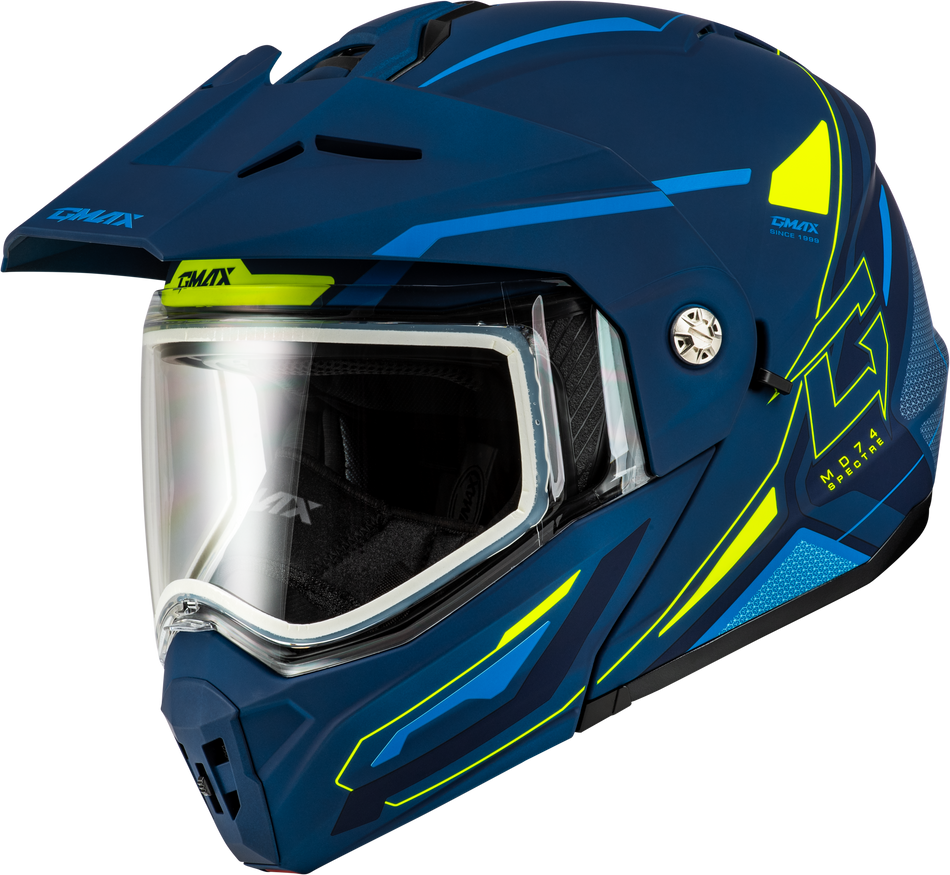 GMAX Md-74s Spectre Snow Helmet Matte Blue/Green Md M6742185