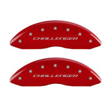 MGP 4 Caliper Covers Engraved Front & Rear Block/Challenger Red finish silver ch 12181SCLBRD