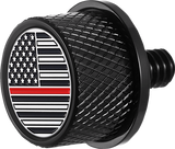 FIGURATI DESIGNS Seat Mounting Knob - Black - Red Line American Flag FD73-SEAT KN-BK