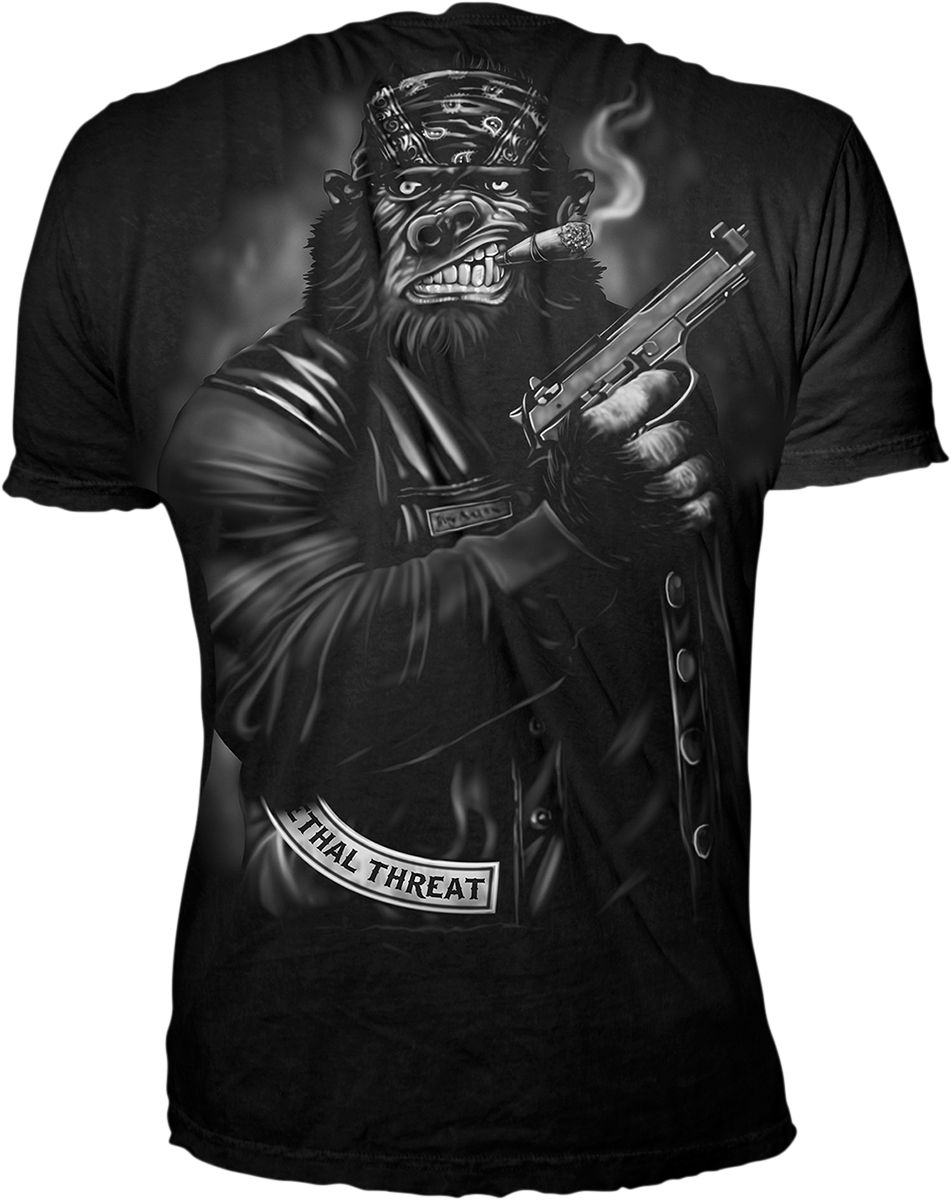 LETHAL THREAT Gorilla mit Pistolengriff T-Shirt - Schwarz - 2XL LT20732XXL 