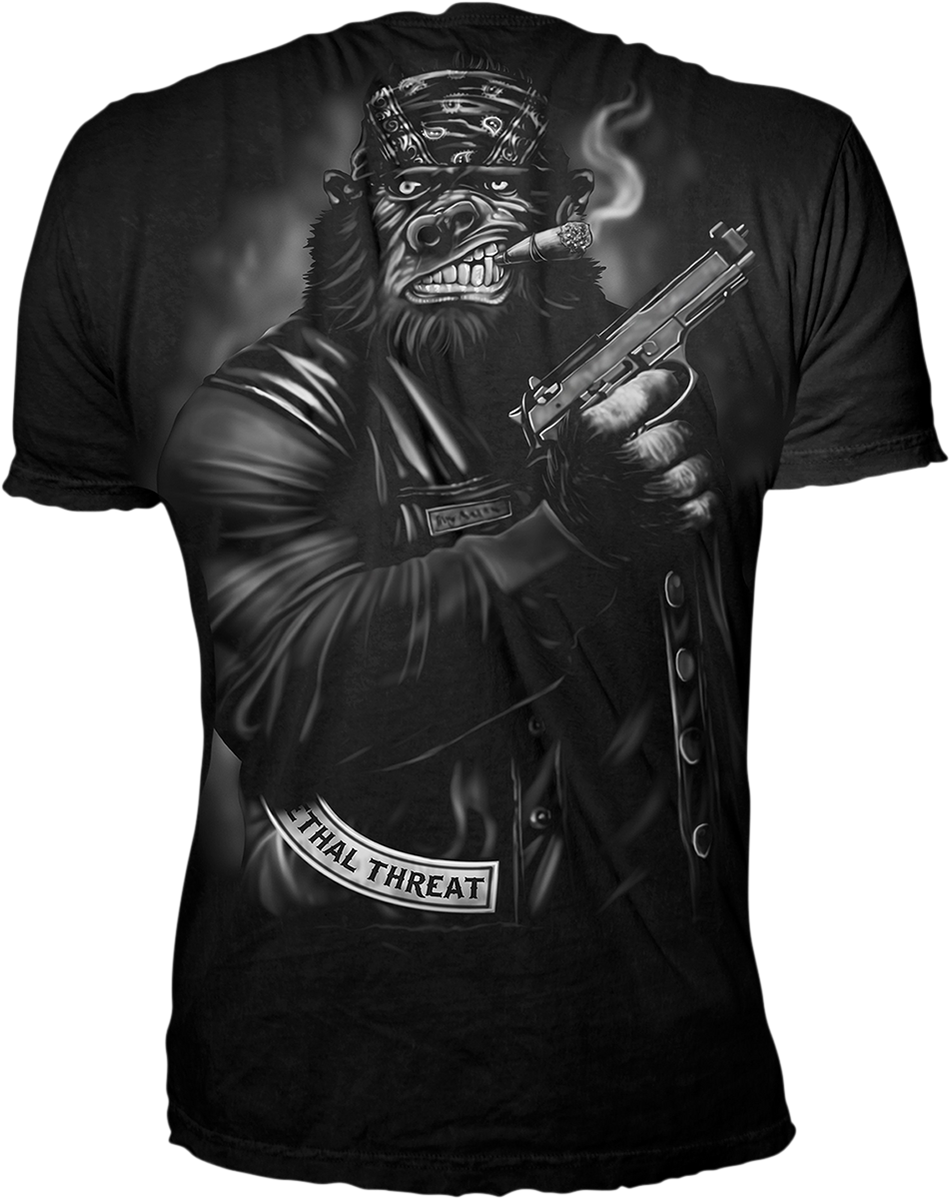 LETHAL THREAT Pistol Packing Gorilla T-Shirt - Black - 2XL LT20732XXL