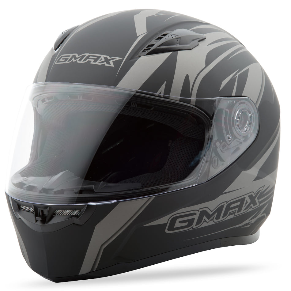 GMAX Ff-49 Full-Face Derk Helmet Matte Black/Silver Lg G7490396 F.TC-12