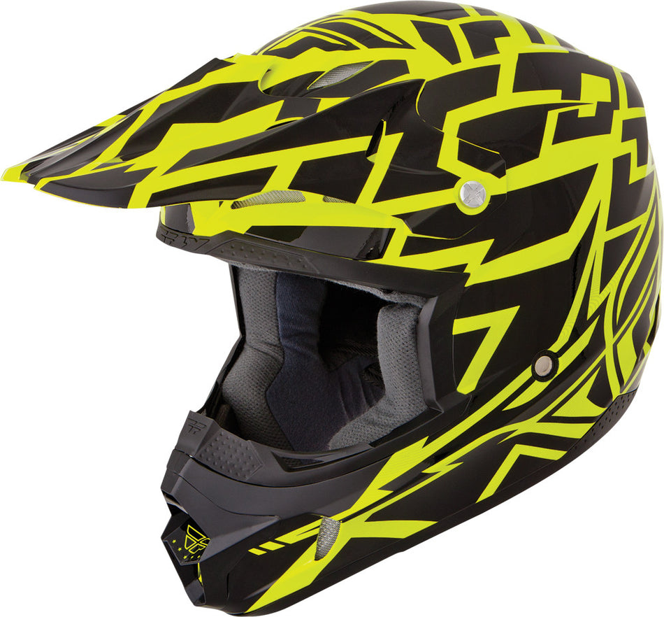FLY RACING Kinetic Block Out Helmet Black/Yellow Ys 73-3354YS